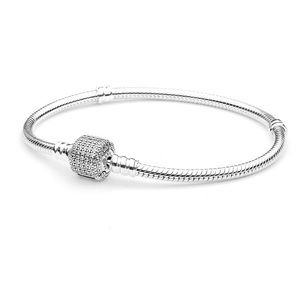 PANDORA Sparkling Pavé Clasp Snake Chain Bracelet